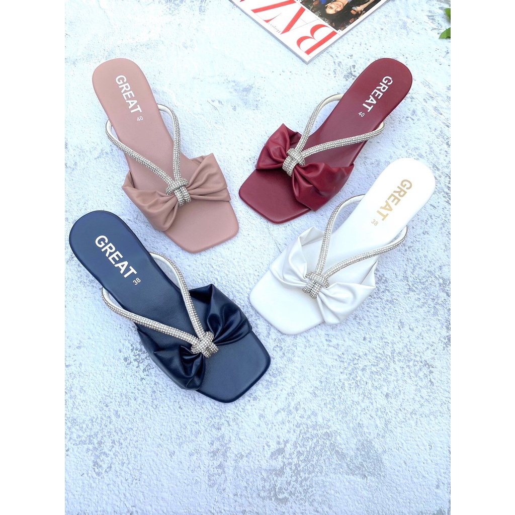 Great-M17 รองเท้าส้นสูง รองเท้ารัดส้น ไซส์ใหญ่ หนังPU น้ำหนักเบา ไซส์ 36-45 เท้าอวบควรบวกเพิ่ม1ไซส์