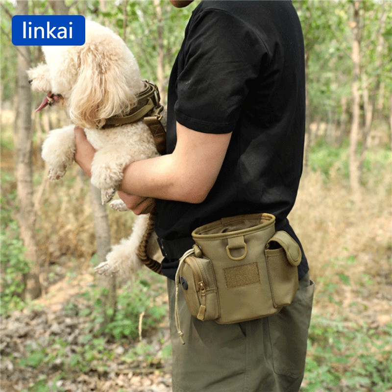 กระเป๋าคาดเอว แบบพกพา สําหรับใส่อาหารสัตว์เลี้ยงสุนัข