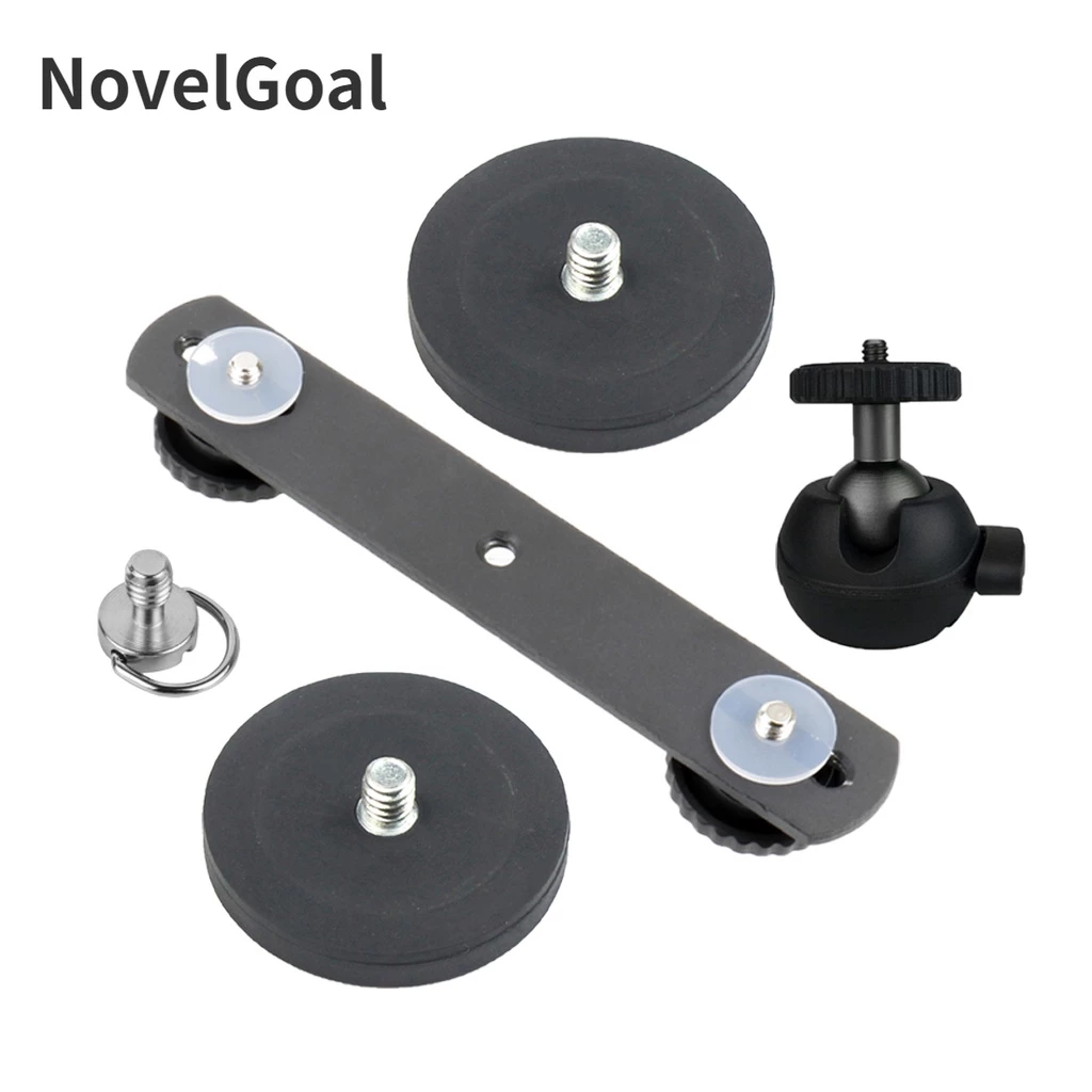 NovelGal แม่เหล็กรถดูดถ้วยฐาน Dia 66 มม./43 มม.1/4 "ขาตั้งกล้องอะแดปเตอร์ Ballhead สําหรับ GoPro กล้อง Osmo กระเป๋า Gimbal Mobilephone