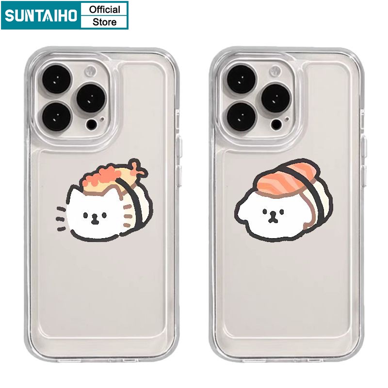 Suntaiho เคสไอโฟน เคสโทรศัพท์มือถือแบบนิ่ม TPU ใส กันกระแทก ลายสุนัข แมว ซูชิ แฟชั่นเรียบง่าย สําหรับ Iphone 15 14 12 13 11 Pro Max IP 7 8 Plus Iphon X Xs XR Xs Max