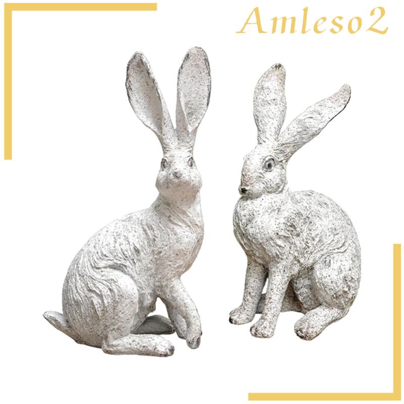 [Amleso2] ฟิกเกอร์รูปปั้นกระต่าย สําหรับตกแต่งบ้าน ระเบียง ฟาร์มเฮาส์ 2 ชิ้น - รูปที่ 6