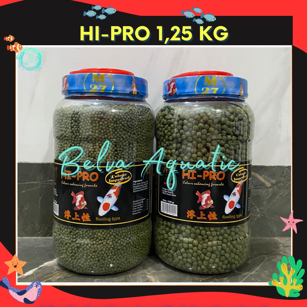 M27 Hi-Pro Spirulina กระปุกใส่อาหารปลา 1.25 กก. 1.25 กก. Hi Pro M27