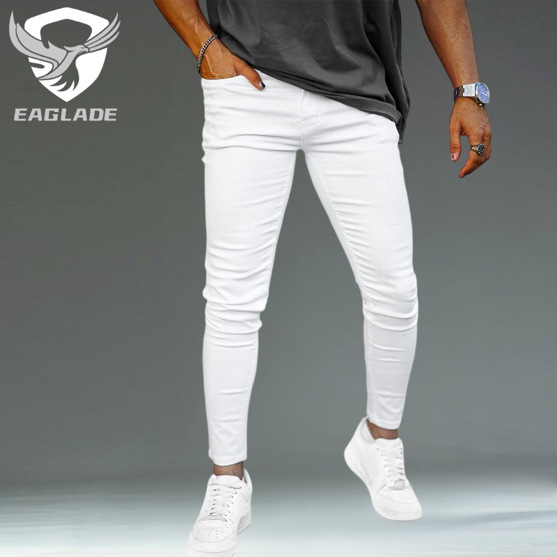 Eaglade กางเกงยีนส์สกินนี่ ทรงสลิมฟิต สีขาว สําหรับผู้ชาย 7002 นิ้ว สีขาว ยืดหยุ่นได้