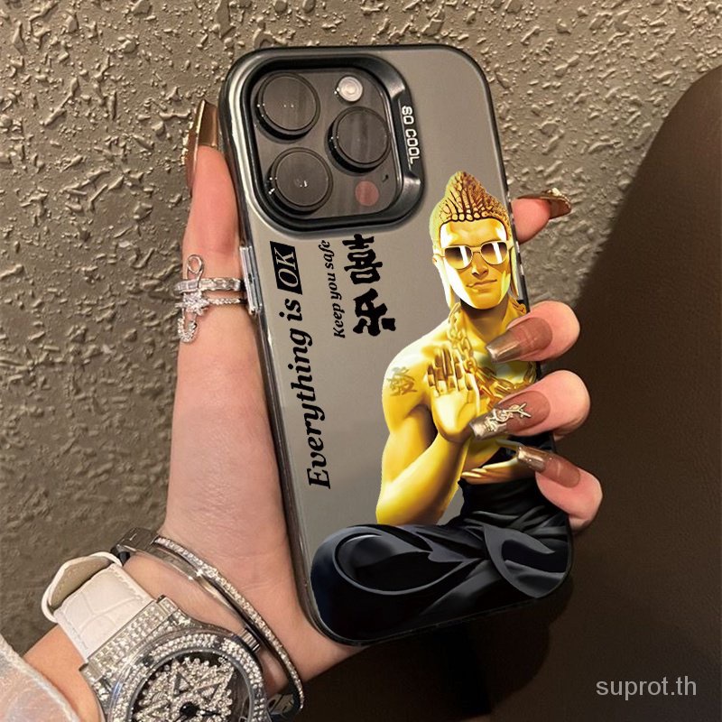 เคสโทรศัพท์มือถือแบบแข็ง กันกระแทก ลายการ์ตูนพระพุทธรูป Maitreya สีทอง สีเงิน สําหรับ iPhone 15 14 13 12 11 pro max 7 8 plus xr x xs max 15pro 14 pro 13pro 15plus เคส