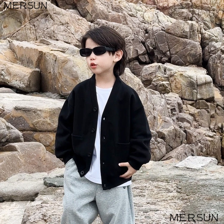 เสื้อแจ็กเก็ตคาร์ดิแกน ผ้าฝ้ายแท้ ทรงหลวม ขนาดใหญ่ สไตล์เกาหลี ฮ่องกง แฟชั่นฤดูใบไม้ร่วง และฤดูหนาว สําหรับเด็กผู้ชาย และผู้หญิง