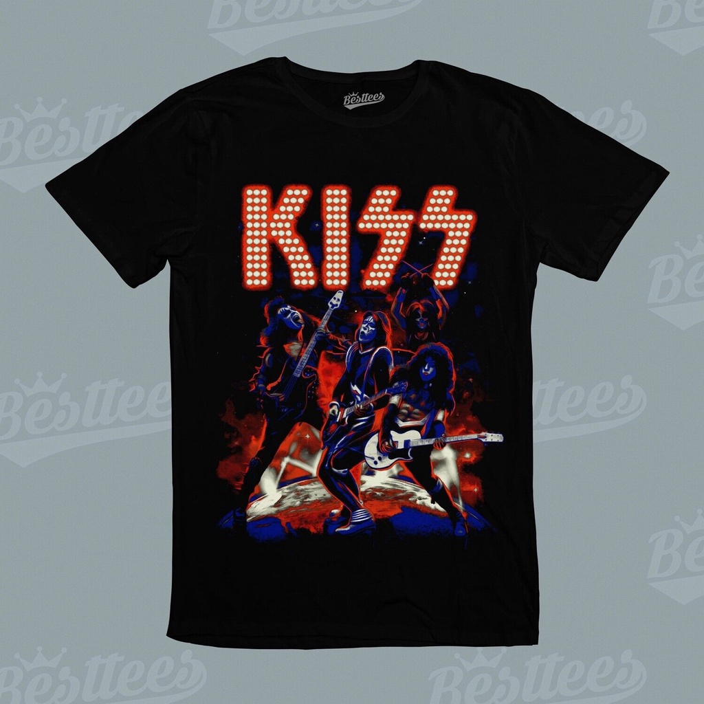 Kiss Rock Band New York Heavy Glam Hard Shock Rock Tees เสื้อยืด