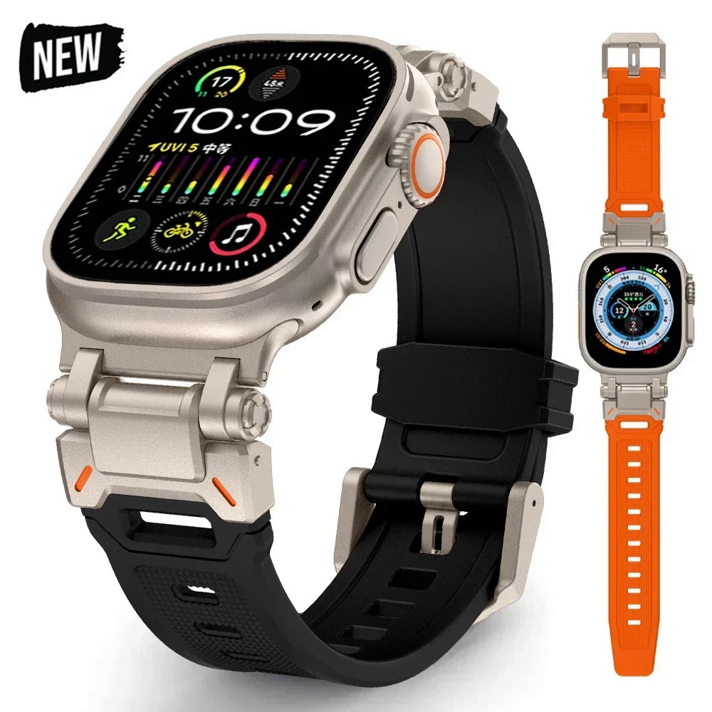 สายนาฬิกาข้อมือยาง TPU หรูหรา สําหรับ Apple Watch ultra 2 49 มม. Series 9 8 7 se 6 5 4 iWatch ultra 49 45 มม. 42 44 มม.