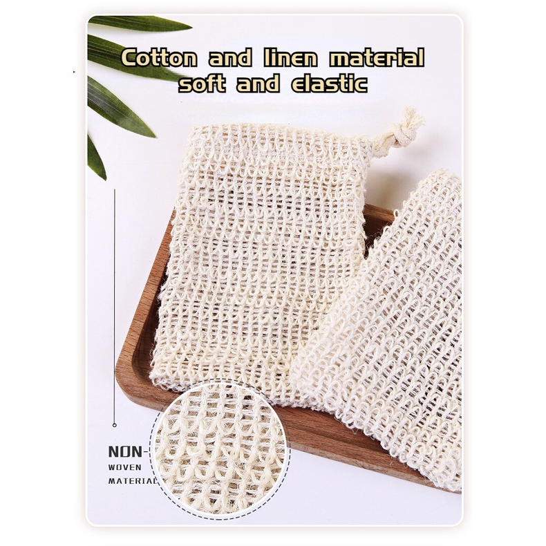 ถุงใส่สบู่สำหรับทำฟอง ถุงตาข่ายผลิตจากเส้นใยธรรมชาติ Natural Fiber Foaming Soap Bag