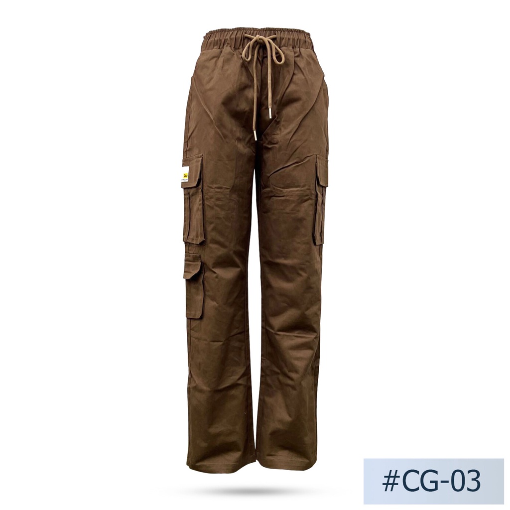 นิยมยีนส์ Niyom jeans รุ่น CG-03 กางเกงยีนส์ขายาวทรงคาโก้  สีน้ำตาล ผ้าไม่ยืด เอวจั๊ม (Unisexใส่ได้ 