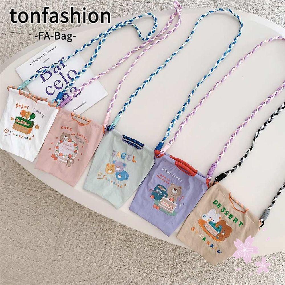 Tonfashion กระเป๋าสะพายไหล่ลําลอง ทรงโท้ท ปักลาย ขนาดเล็ก เหมาะกับของขวัญ สําหรับเด็กผู้หญิง