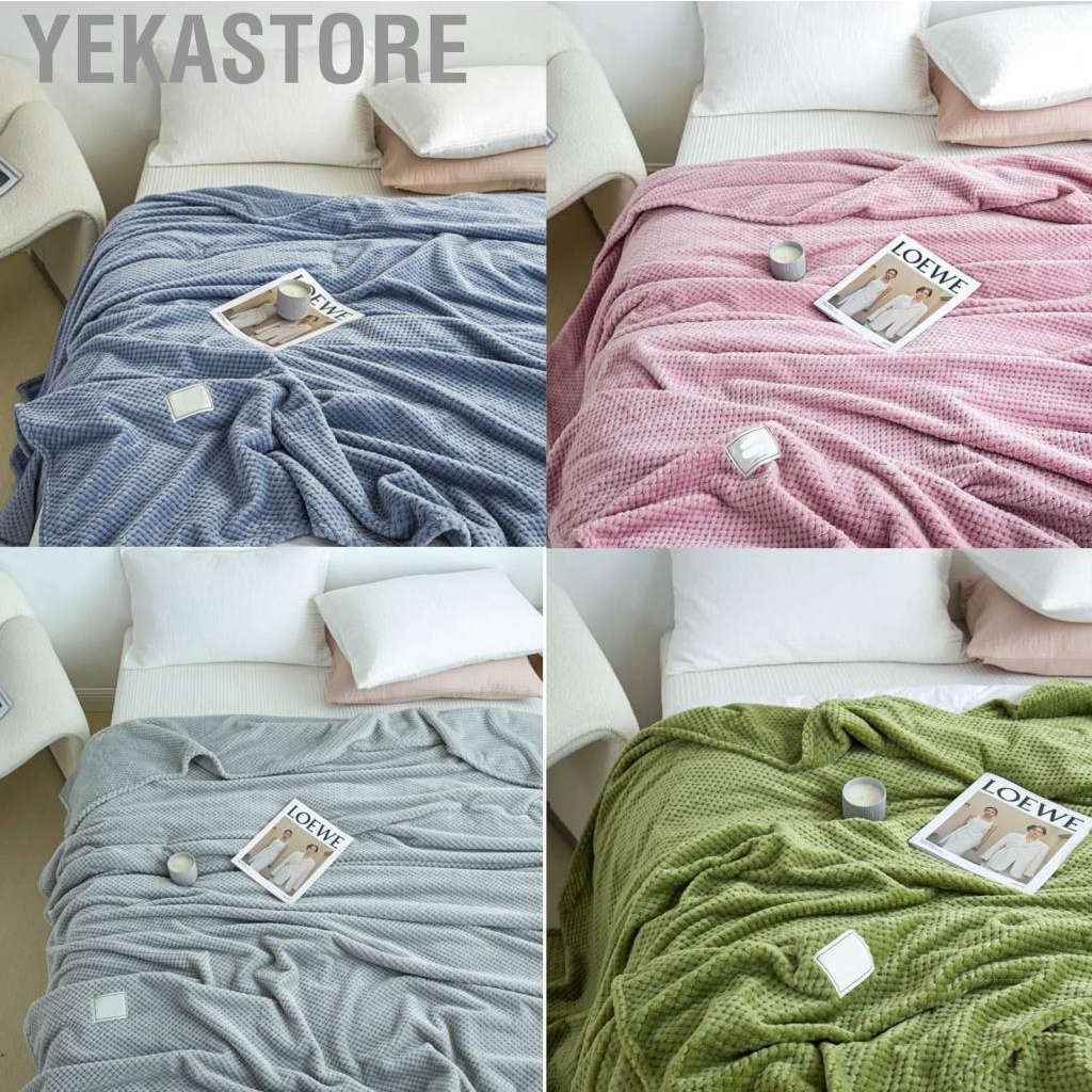 Yekastore Cooling Blanket Milk Fleece Lattice Jacquard Summer Cold Single Nap for Sofa Bed Office