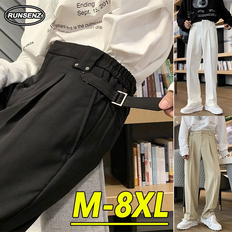 กางเกงขายาวลําลอง ผ้าเดรป ทรงหลวม สีดํา สไตล์นักธุรกิจ สําหรับผู้ชาย ไซซ์ M - 8XL