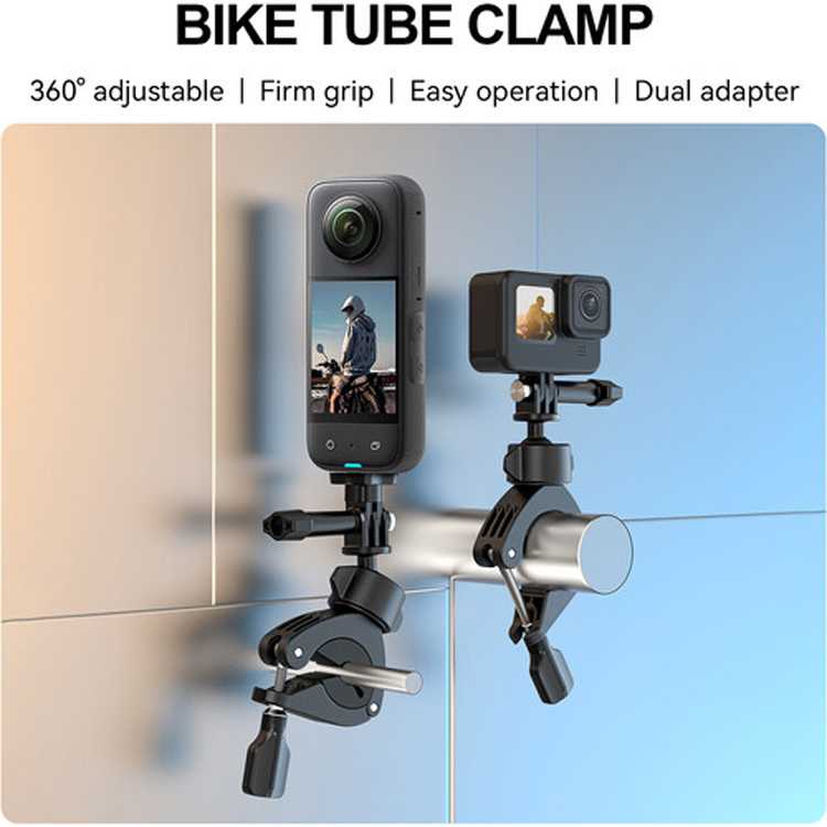 (Hstore7🏠 Telesin Bike Handlebar Tube Clamp Lightweight Mount 360 Rotary Clamp - TE-HBM-004