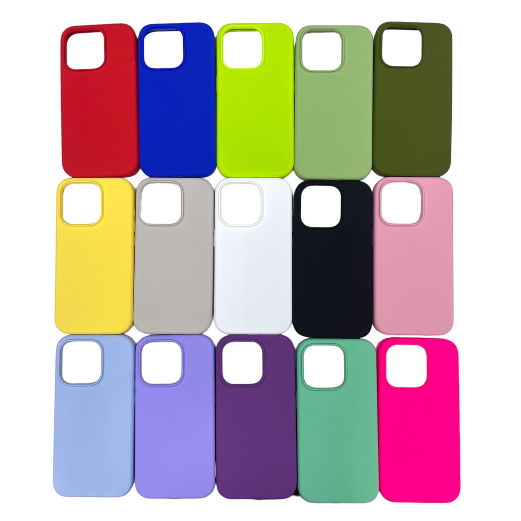 เคสสีพื้น ซิลิโคน สำหรับมือถือ รุ่น 13 / 14    กำมะหยี่โลโก้ สีสด