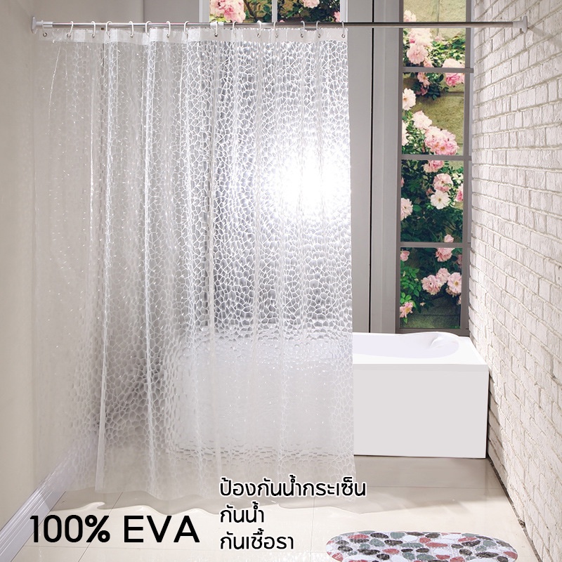 ม่านห้องน้ำ EVA ม่านกันน้ำ สีใส 180X180cm Thicker Plastic ป้องกันน้ํากระเซ็น กันน้ํา กันเชื้อรา