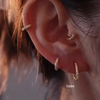 We Flower ต่างหูห่วง ทรงกลม ประดับพลอยเทียม สีทอง 14K เครื่องประดับ สําหรับผู้หญิง งานหมั้น ปาร์ตี้