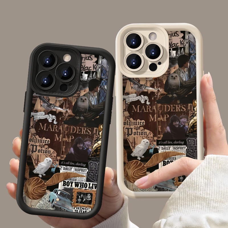 ภาพประกอบย้อนยุค Harry Potter ตลกนุ่มสําหรับ IPhone 7 8 Plus X XR XS Max 11 12 Pro Max 13 14 15 16 Pro Max 15 Plus หนาซิลิโคนป้องกันปลอกกันกระแทก
