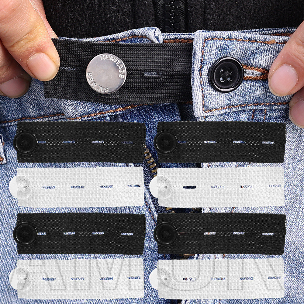 อุปกรณ์เย็บผ้า DIY - เข็มขัดกระดุม - ตัวขยายเอว - แถบคาดเอว Unisex - ปรับได้, ความยืดหยุ่น - ปุ่มกางเกงยีนส์ หัวเข็มขัดขยาย - หัวเข็มขัดยีนส์ - สําหรับผู้หญิงตั้งครรภ์, สีโอเบส