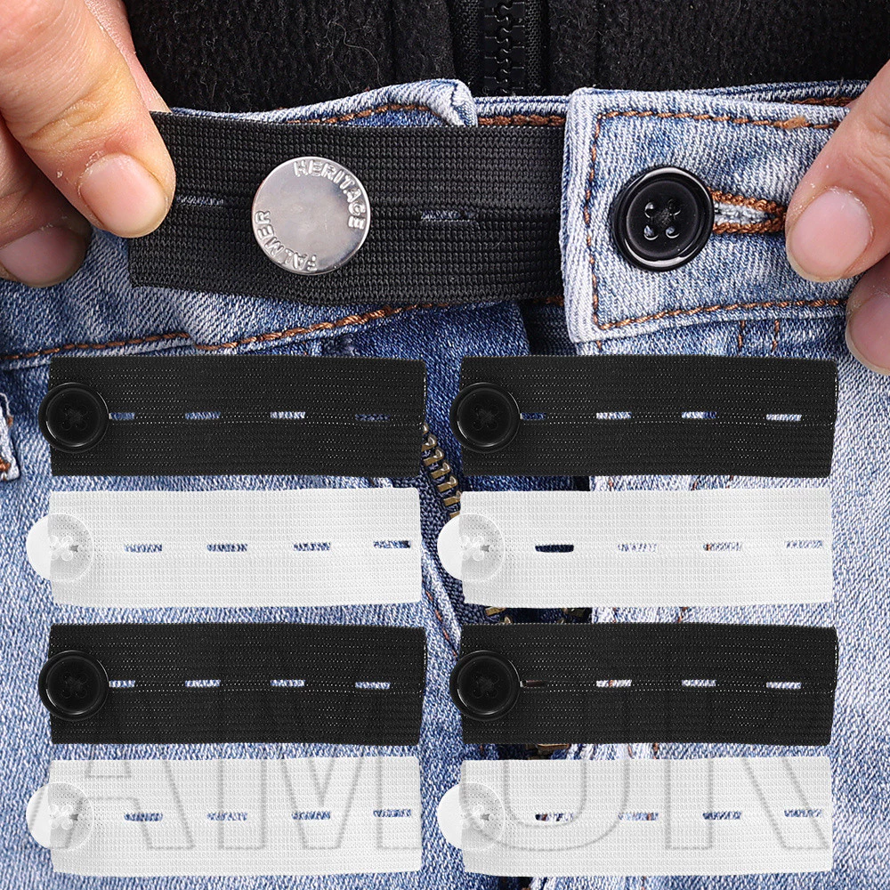 อุปกรณ์เย็บผ้า DIY - เข็มขัดกระดุม - ตัวขยายเอว - แถบคาดเอว Unisex - ปรับได้, ความยืดหยุ่น - ปุ่มกางเกงยีนส์ หัวเข็มขัดขยาย - หัวเข็มขัดยีนส์ - สําหรับผู้หญิงตั้งครรภ์, สีโอเบส