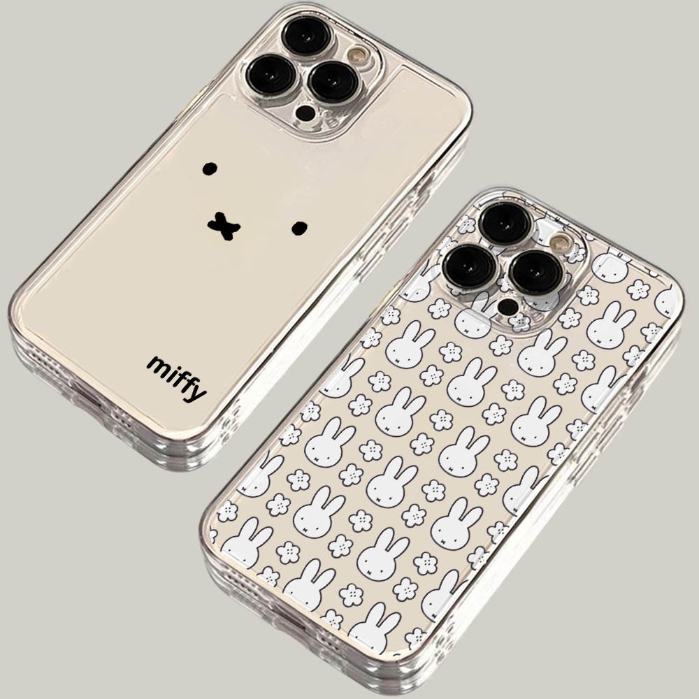 น่ารักการ์ตูน Miffy สําหรับ iPhone 16 15 14 Plus 13 12 11 iPhone16 iPhone13 Pro Max X Xs XR 7 8 Clear Soft กันกระแทกฝาครอบโทรศัพท์