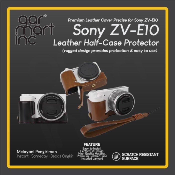 Half Case กระเป๋าหนังสําหรับ Sony ZV-E10 พร้อมสายรัด Alpha ZV E 10 Mark 1 กระเป๋ากล้องหนัง PU วัสดุ 