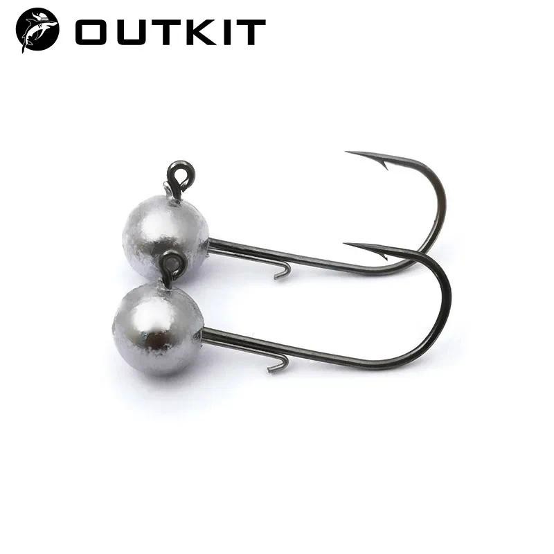Outkit 5 ชิ้น NED หัว Jigs Hook 2.5-14g รอบลูก Jig Head Hook Weedless Long Shank รองตะขอสําหรับหนอนนุ่มตกปลา