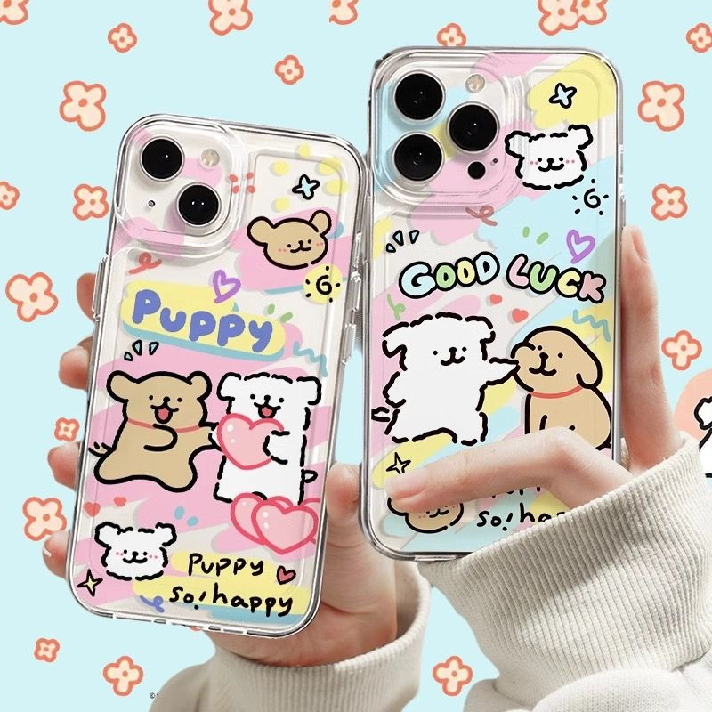 เคสลูกสุนัขคู่รักแสนสุข Samsung A06 A15 A05S A05 A14 A12 A13 A03 A04 A23 A51 A50 A53 A33 A54 A34 A24 A32 A20 A04ฝาใส