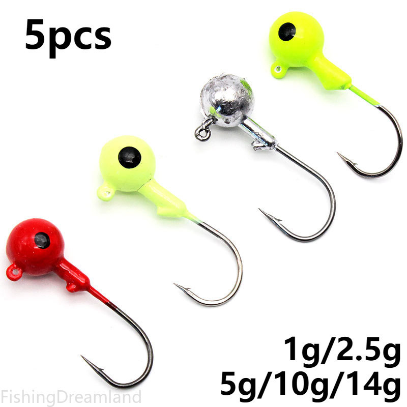 5 ชิ้น/ถุง Fish Eyes Lure Hooks 1g 2.5g 5.0g 10g 14g Luminous Casting Jigging เหยื่อตกปลา Jig Head Popping