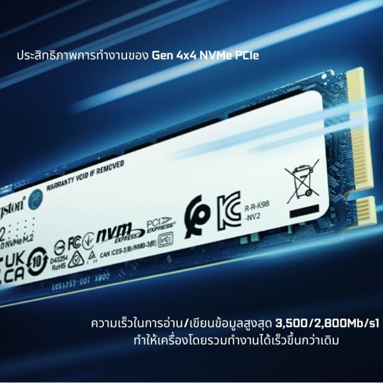 KINGSTON NV2 2000GB PCIe 4.0 NVMe SSD อ่านสูงสุด 3,500MB/s (SNV2S/2000G) เอสเอสดี