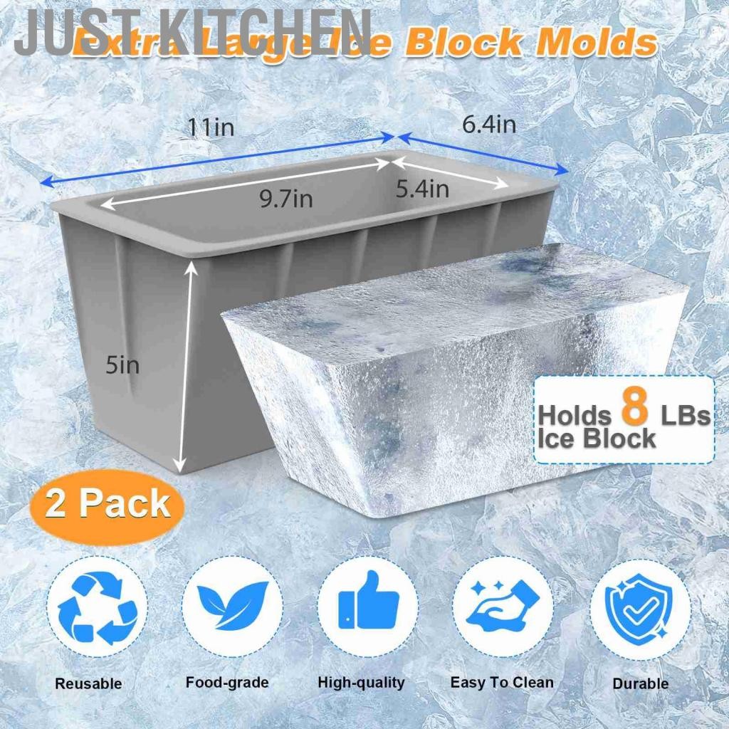 Just Kitchen (jingpu ส่วนใหญ่หันไปใช้ผลิตภัณฑ์ทั่วไป) IT-IM01 2 แพ็ค 8 ปอนด์ทำน้ำแข็งทำแม่พิมพ์ grey