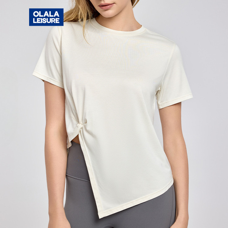 Casual Yoga Sports T-shirt Slit And Twisted Breathable