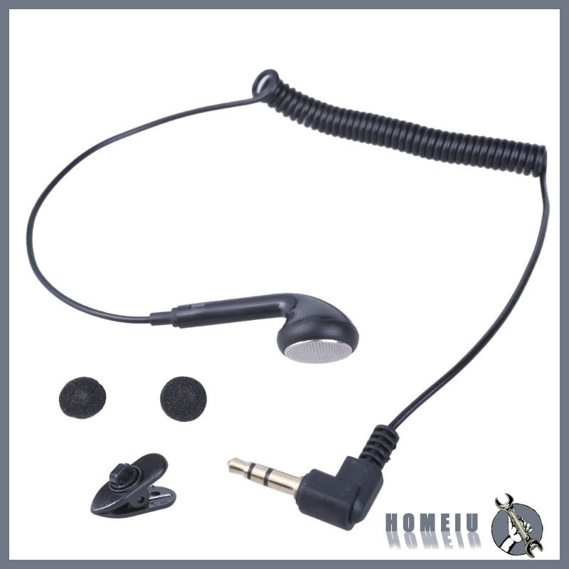 Homeiu สะดวก 3 5 มม.หูฟังด้านเดียวฤดูใบไม้ผลิม้วนสาย Mono Earbud พร้อมคลิป