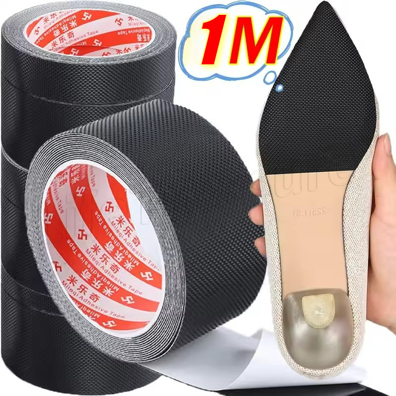 สติกเกอร์กันลื่นพื้นรองเท้าแบบมีกาวในตัว 100 ซม. - แผ่นยางส้นสูง - ตัวป้องกันรองเท้ากันลื่นติดทนนาน - เทปเงียบกันลื่นกันลื่น - สติกเกอร์พื้นลายตารางตัด