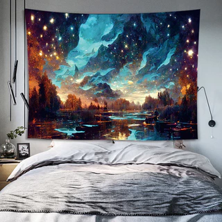 ผ้าพื้นหลัง Agirl Healing Moon Starry Sky ผ้าแขวน ผ้าเช่า ผ้าคลุมผนังบ้าน ผ้าผนังน่าเกลียด ภาพวาดตกแต่ง ผ้าพื้นหลังระดับสูง