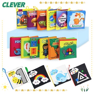 Clever หนังสือผ้า รูปสัตว์ ผลไม้ ตัวเลข 10 รูปแบบ ของเล่นเสริมการเรียนรู้เด็ก