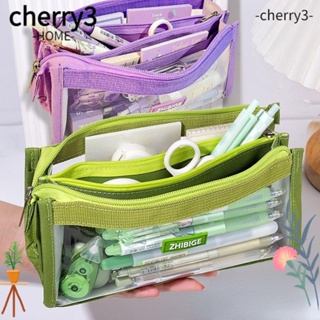 Cherry3 กระเป๋าใส่ปากกา แบบใส หกชั้น ความจุขนาดใหญ่ สไตล์สร้างสรรค์