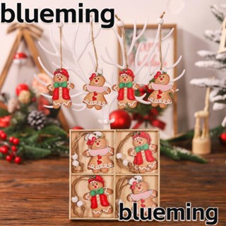 Blueming2 จี้ไม้แขวนตกแต่งต้นคริสต์มาส รูปขนมปังขิง สําหรับเด็ก