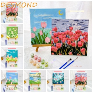 Desmond ภาพวาดสีน้ํามันอะคริลิค รูปดอกทิวลิป สตรอเบอร์รี่ หมี DIY สําหรับตกแต่งบ้าน