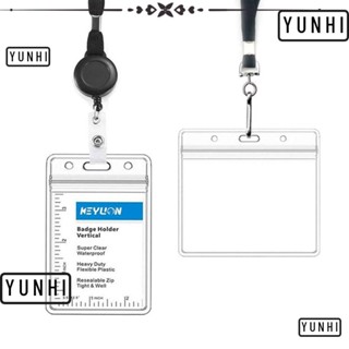 Yunhi ซองใส่บัตรเครดิต แนวตั้ง แนวนอน พลาสติกใส กันน้ํา ทนทาน 10 ชิ้น ต่อแพ็ค