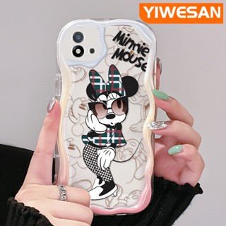 เคสโทรศัพท์มือถือ ซิลิโคนใส กันกระแทก ลายการ์ตูนมินนี่ เวฟบอร์เดอร์ สีครีม สําหรับ Realme C20 C20A C11 2021 C11 2020 Narzo 50i