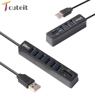 Tcuteit อะแดปเตอร์ฮับ USB 2.0 5/8 หลายช่อง สําหรับอ่านการ์ด