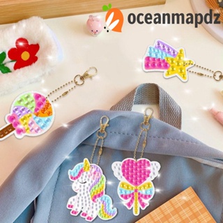 Oceanmapdz ชุดภาพวาดปักเพชร, พวงกุญแจ DIY แฮนด์เมด เด็ก DIY จี้, เครื่องเขียน น่ารัก สติกเกอร์ เครื่องประดับสี เด็กผู้ชาย