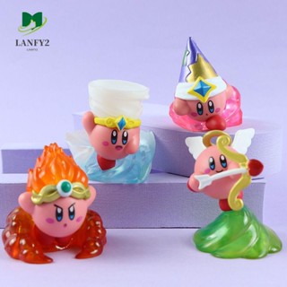 Alanfy โมเดลฟิกเกอร์ PVC รูปการ์ตูน Kirby สีชมพู ของเล่นสําหรับเด็ก ของขวัญวันเกิด 4 ชิ้น ต่อชุด