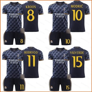 Fb เสื้อยืด ลายทีมฟุตบอล Away Jersey Kroos Modric Valverde Rodrygo 23-24 2 ชิ้น ต่อชุด