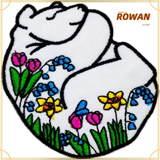 Rowans แผ่นแพทช์ ปักลายหมีขาว ดอกไม้ ขั้วโลก หมีขาว สไตล์วินเทจ ขนาด 6*7.5 ซม. สําหรับรีดติดเสื้อผ้า