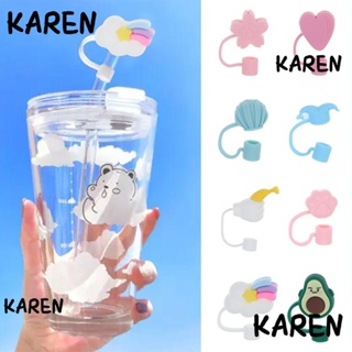 Karen 1 ชิ้น ซิลิโคน ฟาง ปลั๊ก นํากลับมาใช้ใหม่ได้ ป้องกันน้ํากระเซ็น ถ้วย อุปกรณ์เสริม