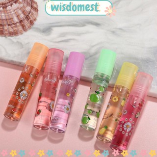 WISDOMEST ลิปบาล์มน้ํามันผลไม้ 3 ชิ้น, ลิปออยล์ใส, ลิปออยล์ แบบม้วน ทนทาน ชุ่มชื้นยาวนาน น้ําใส สําหรับเครื่องสําอาง