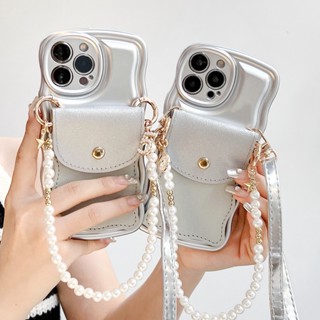 เคสโทรศัพท์มือถือ กันกระแทก พร้อมสายสะพาย และช่องใส่บัตร สีเงิน สําหรับ Huawei P30 P40 P50 P60 Mate40 Mate50 Mate60 Honor50