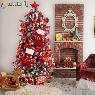 Buttterfly ถุงเท้าคริสต์มาส ลายตัวอักษร สีแดง น่ารัก ขนาดใหญ่ ของขวัญคริสต์มาส