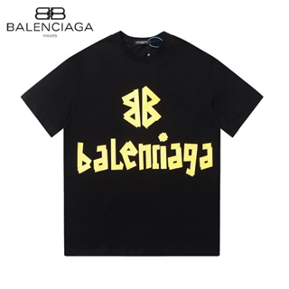 [ใหม่!] Balenciaga เสื้อยืดแขนสั้น ทรงหลวม พิมพ์ลายตัวอักษร ของแท้ 100% สไตล์อเมริกัน แฟชั่นสําหรับผู้ชาย